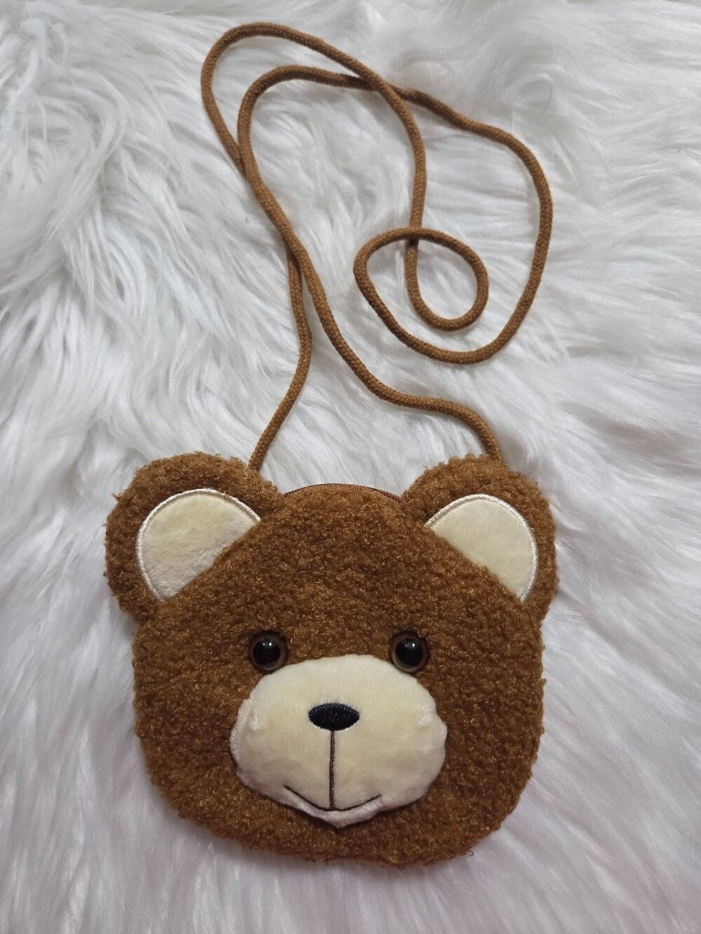 Fuzzy Brown Bear Crossbody Bag